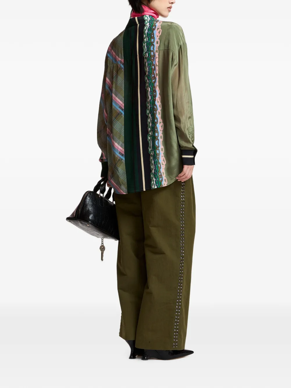 Essentiel Antwerp King oversized blouse met patchwork print Groen