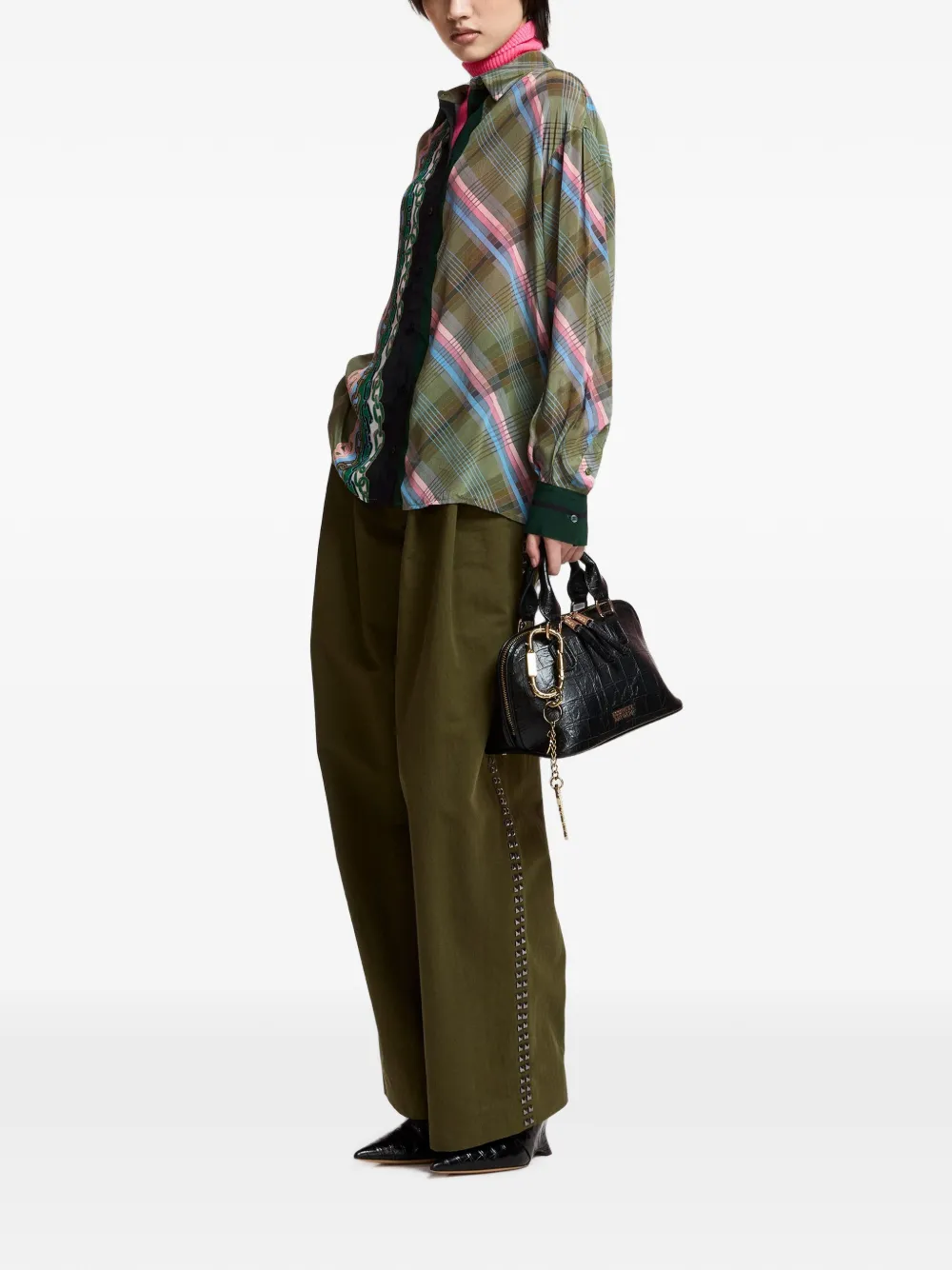 Essentiel Antwerp King oversized blouse met patchwork print Groen