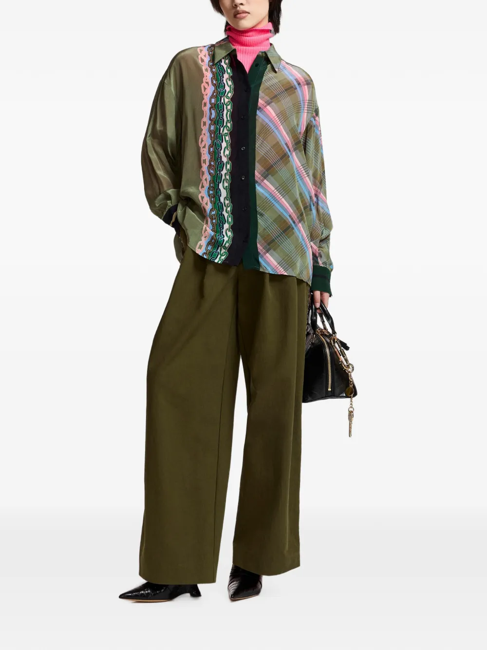 Essentiel Antwerp King oversized blouse met patchwork print Groen