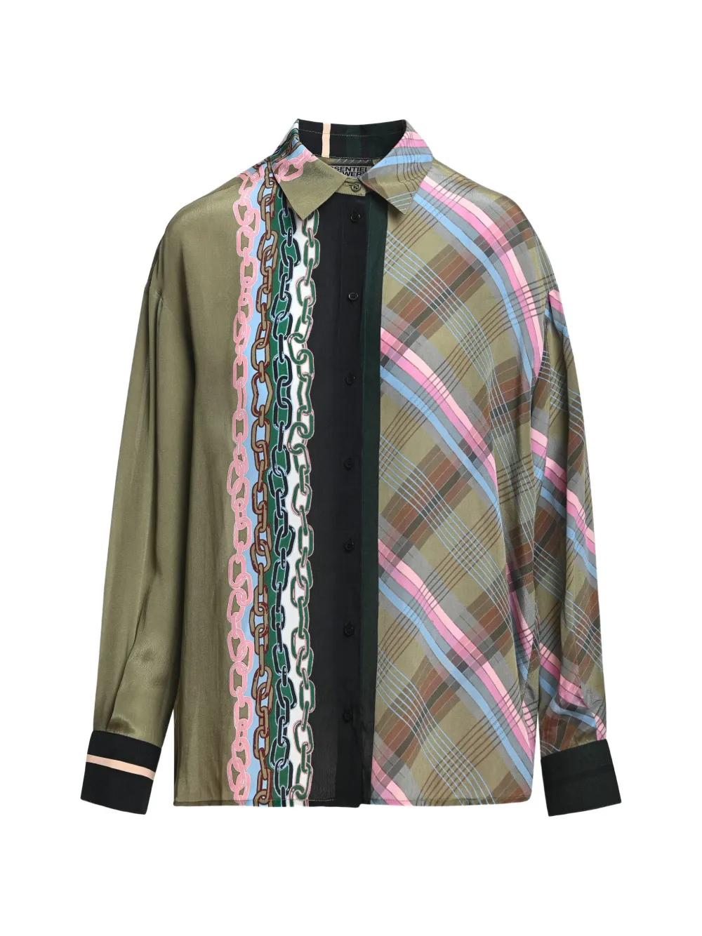Essentiel Antwerp Camicia oversize King con design patchwork - Verde
