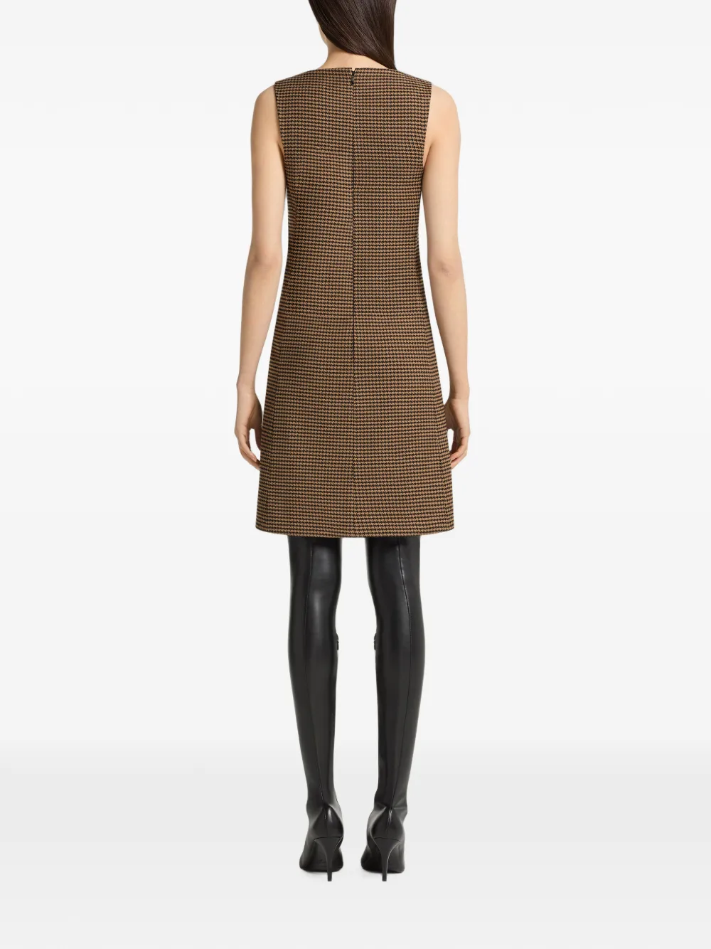 Courrèges Mini-jurk met pied-de-poule print en split Bruin
