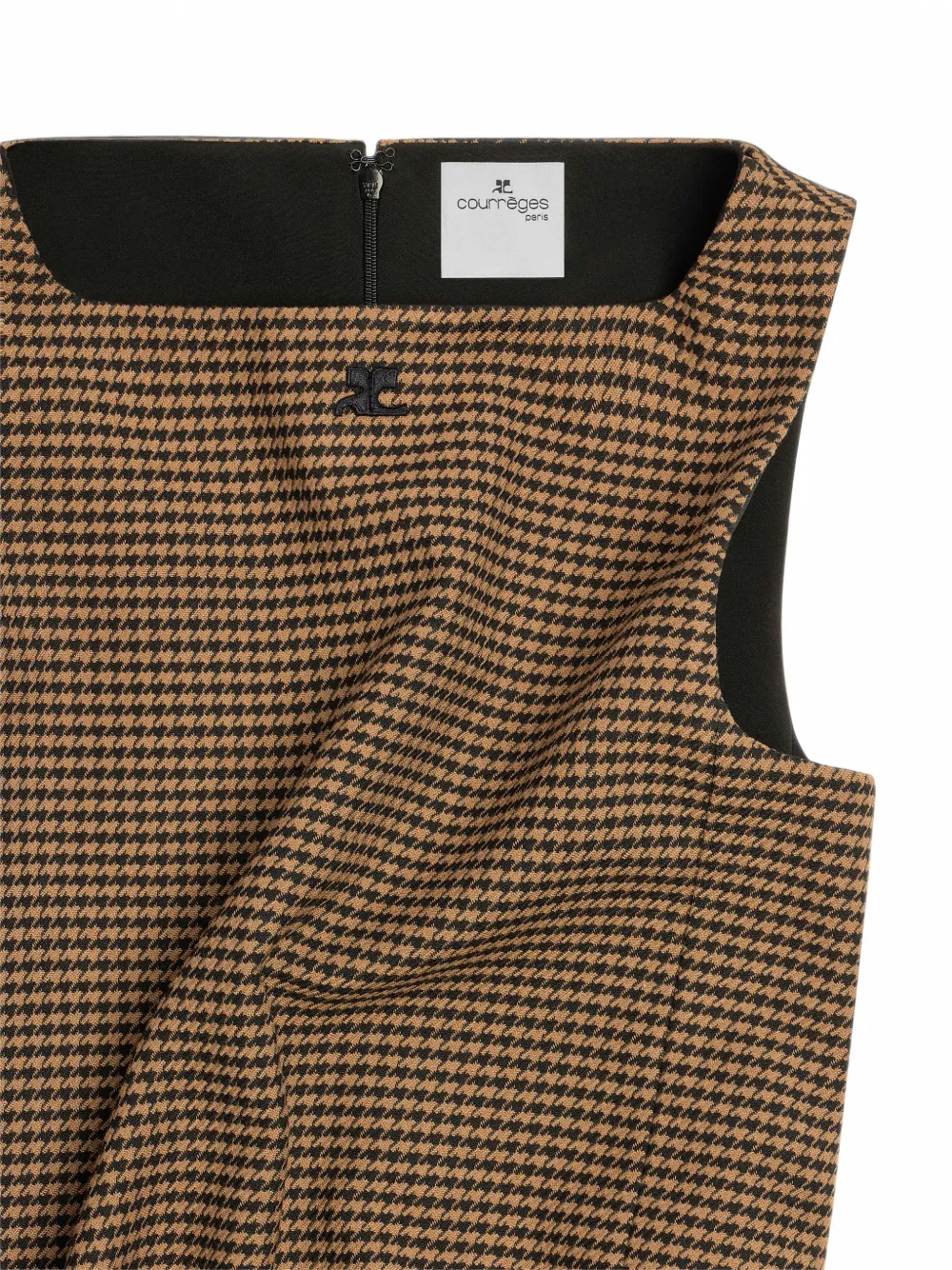 Courrèges Mini-jurk met pied-de-poule print en split Bruin