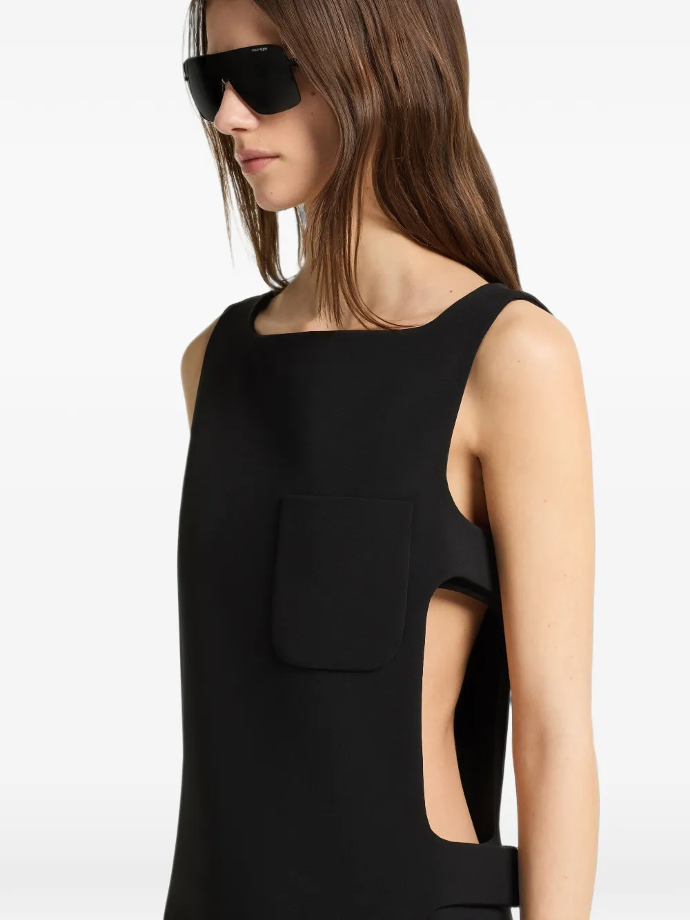 Courrèges Midi-jurk met uitgesneden detail Zwart