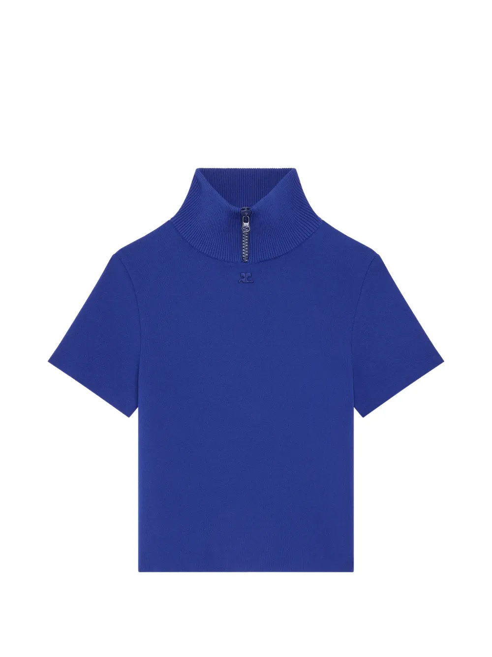 Courrèges Milano knit ribbed-collar top - Blu