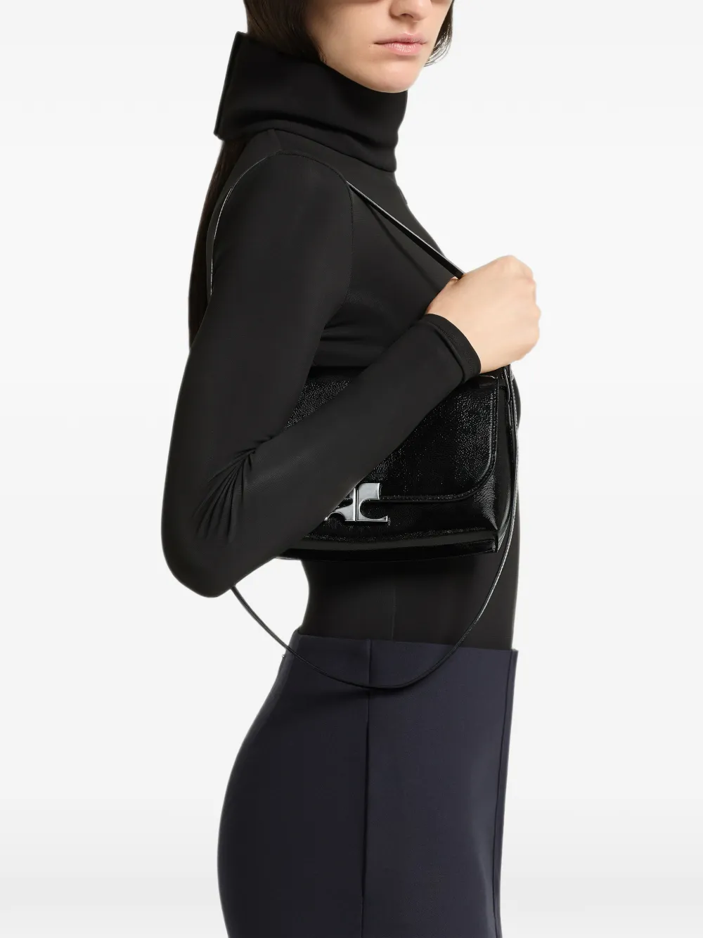 Courrèges Icontype leren schoudertas Zwart