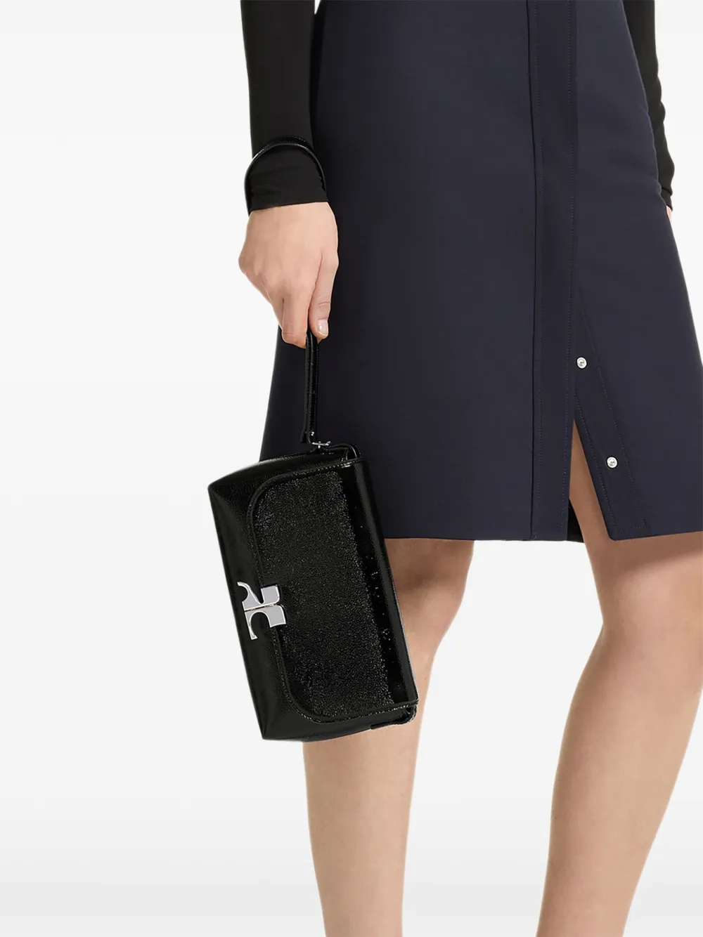 Courrèges Icontype leren schoudertas Zwart