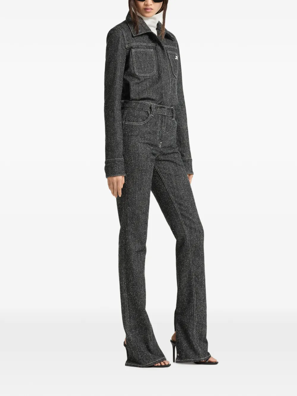 Courrèges denim tweed jeans Zwart
