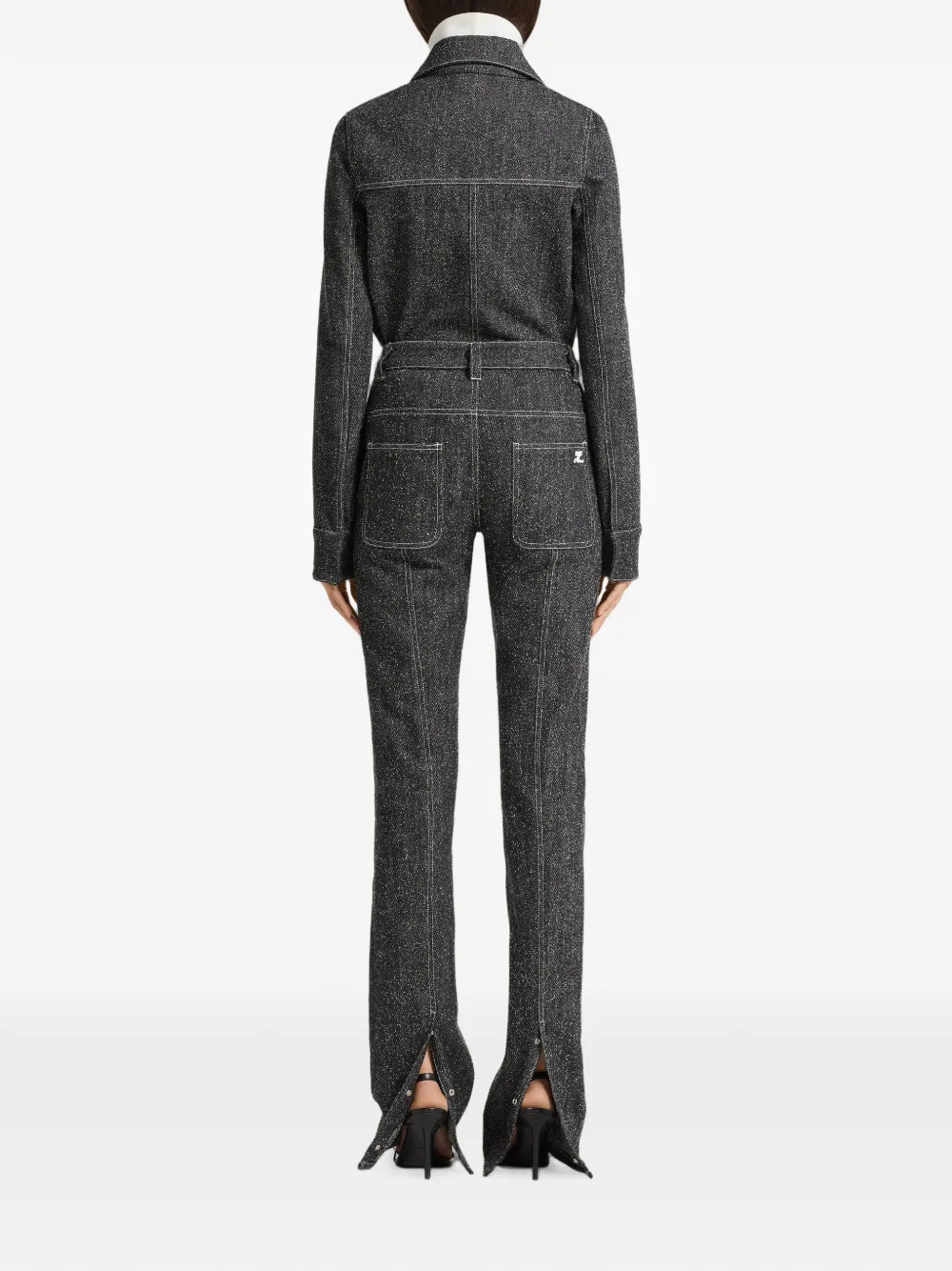 Courrèges denim tweed jeans Zwart