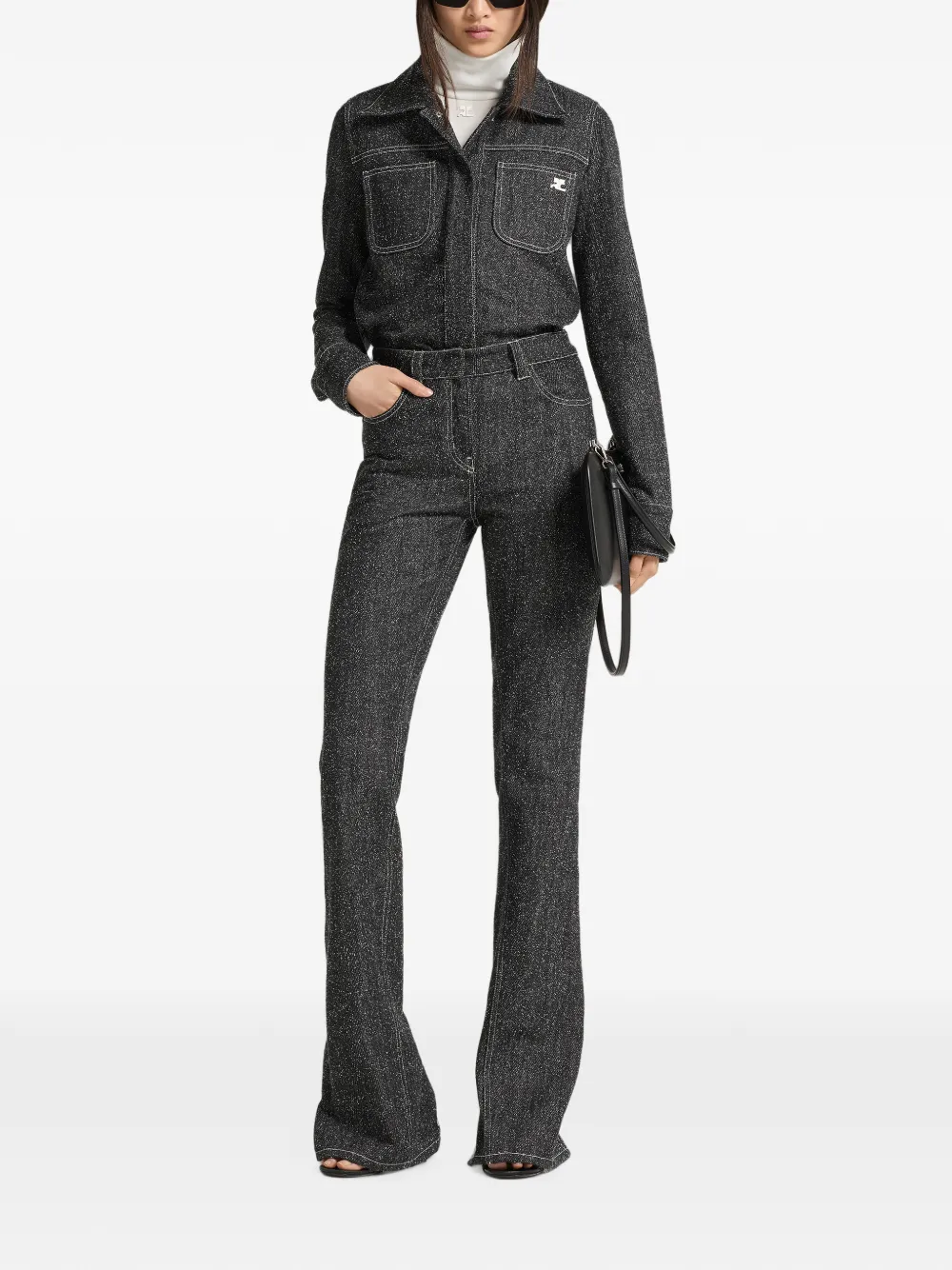 Courrèges denim tweed jeans Zwart