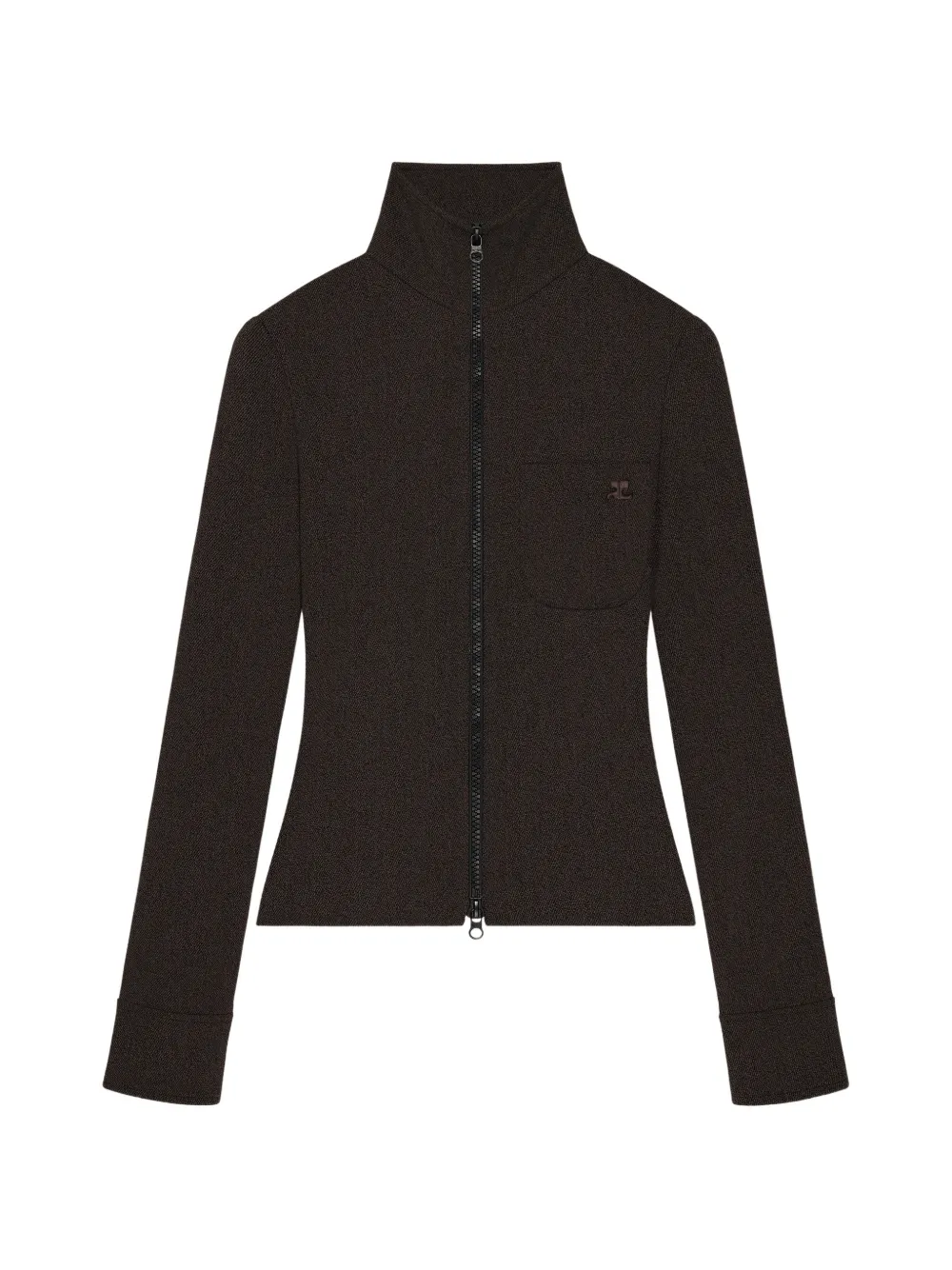 Courrèges zipped heather twill cardigan - Marrone