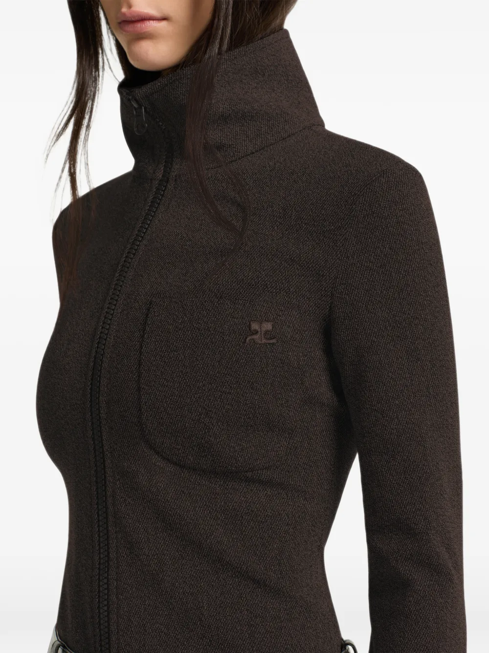 Courrèges Heather twill vest met rits Bruin