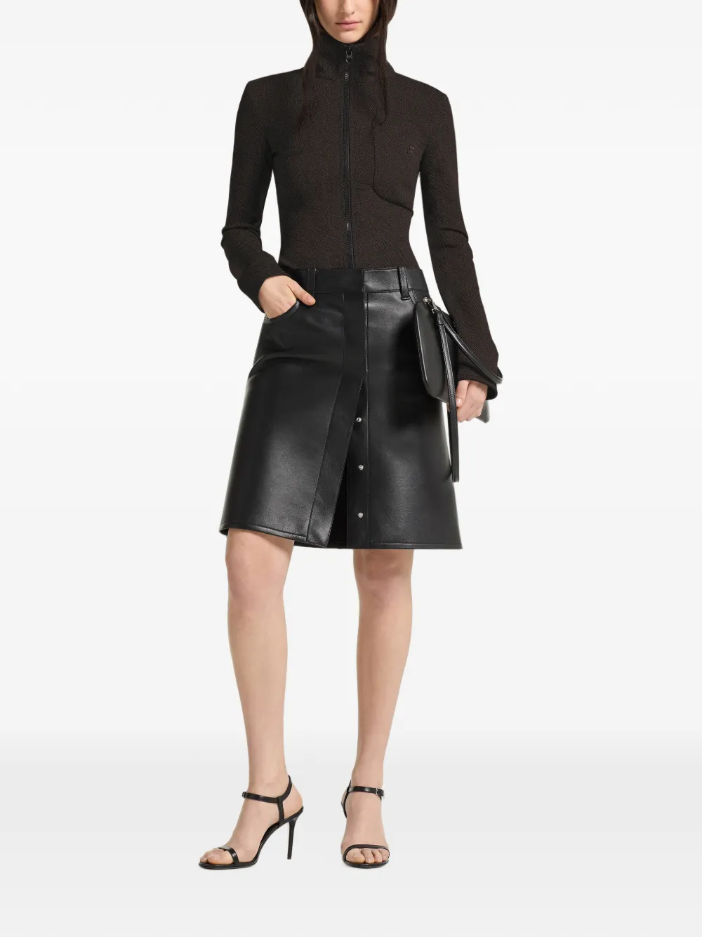 Courrèges Heather twill vest met rits Bruin
