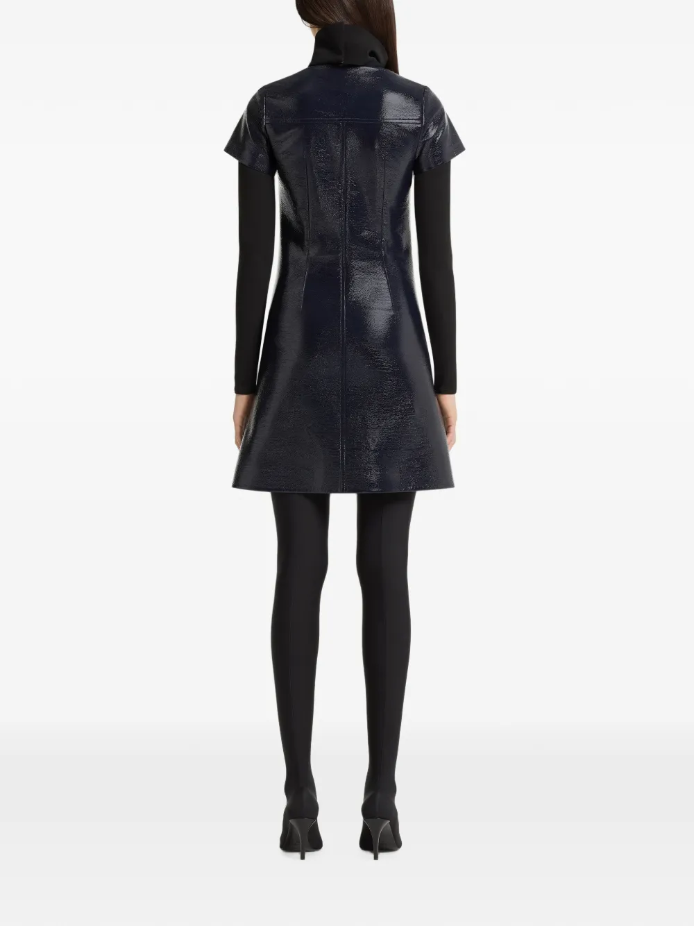Courrèges Vinyl patch-pocket mini dress Blauw