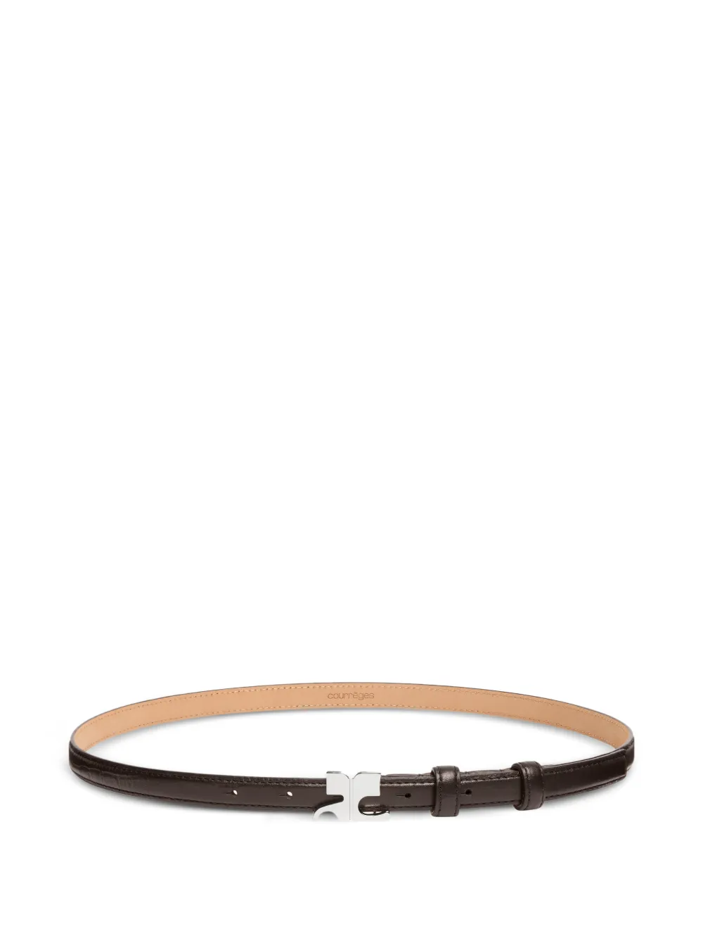 Courrèges croc-embossed leather belt - Marrone
