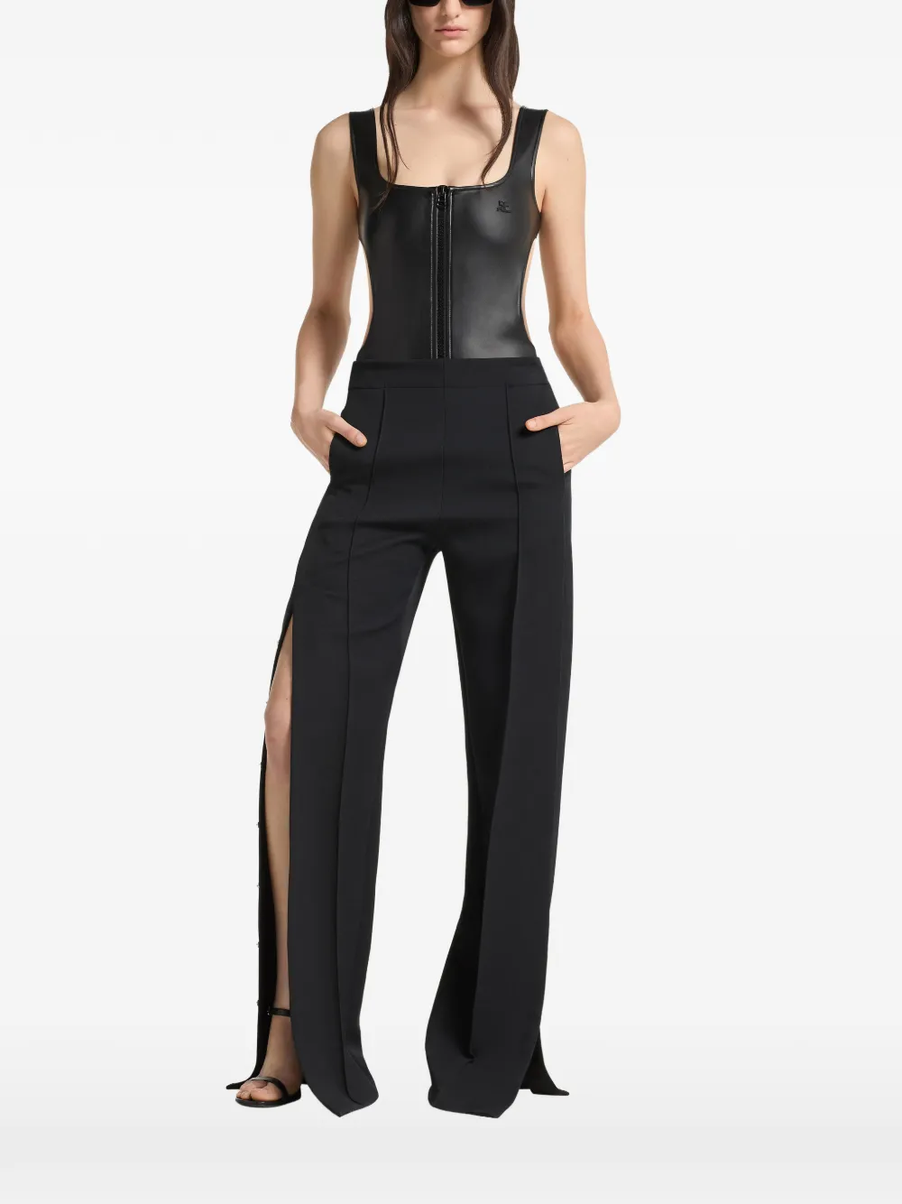 Courrèges Body met uitgesneden details en leren effect Zwart