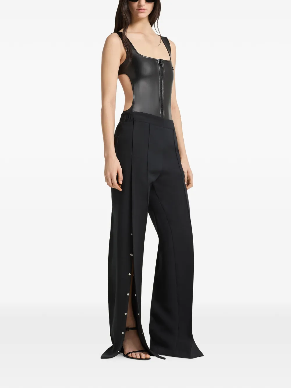 Courrèges Body met uitgesneden details en leren effect Zwart