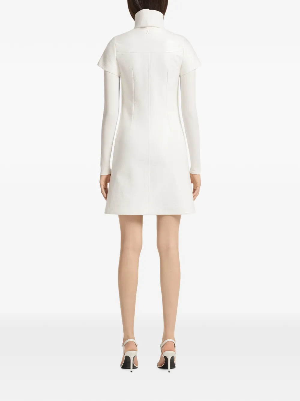 Courrèges Vinyl mini-jurk met korte mouwen Wit