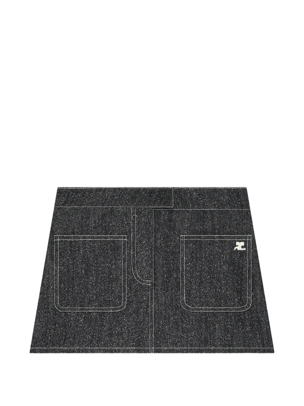Courrèges logo-appliqué denim mini skirt - Nero