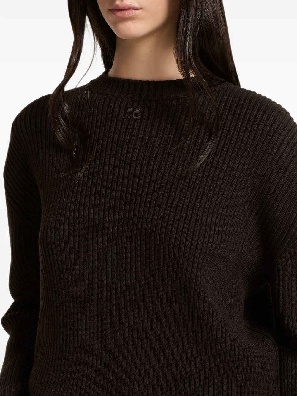 Courrèges Ribgebreide trui Bruin