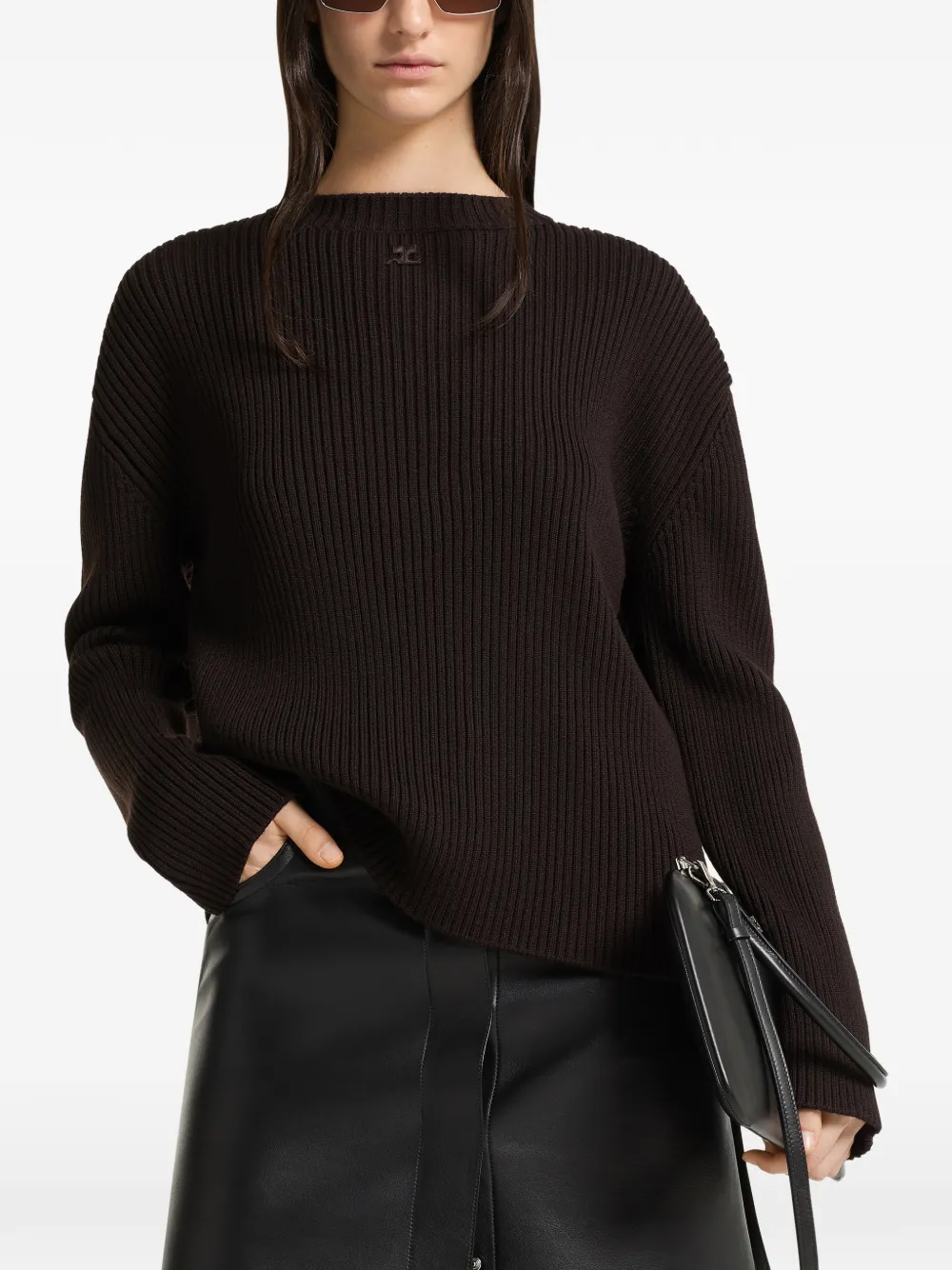 Courrèges Ribgebreide trui Bruin