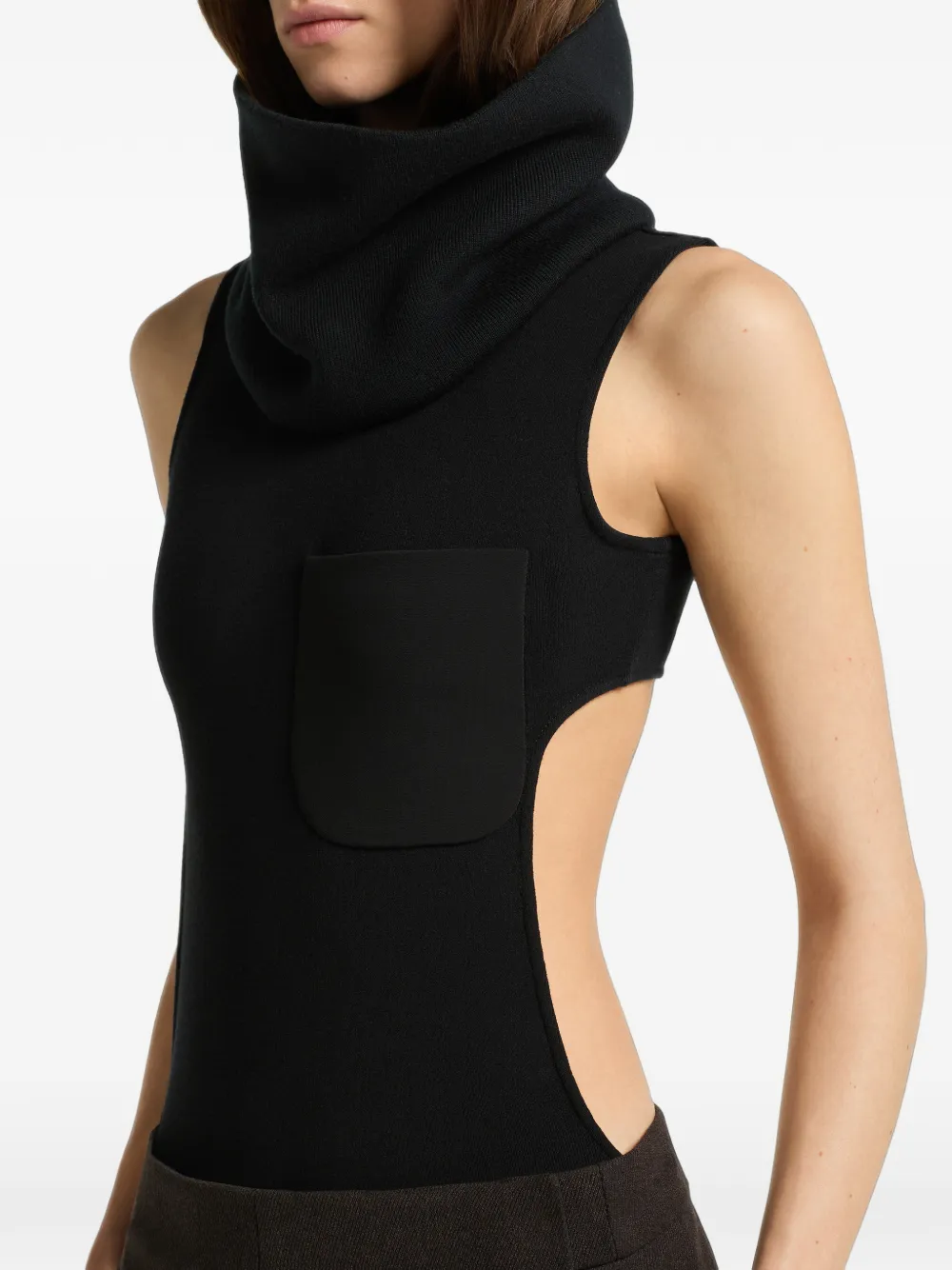 Courrèges high-neck cut-out bodysuit Zwart