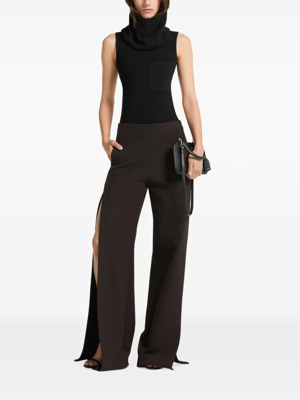 Courrèges high-neck cut-out bodysuit Zwart