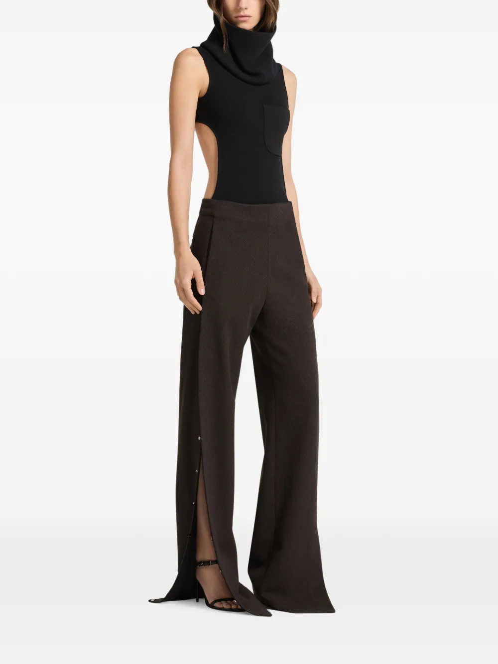 Courrèges high-neck cut-out bodysuit Zwart