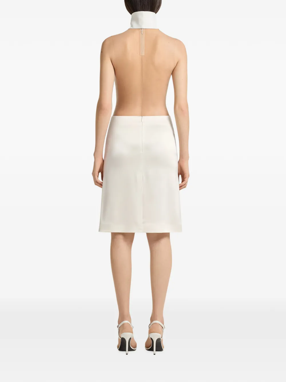 Courrèges Mid satijnen rok met opgestikte zak Beige