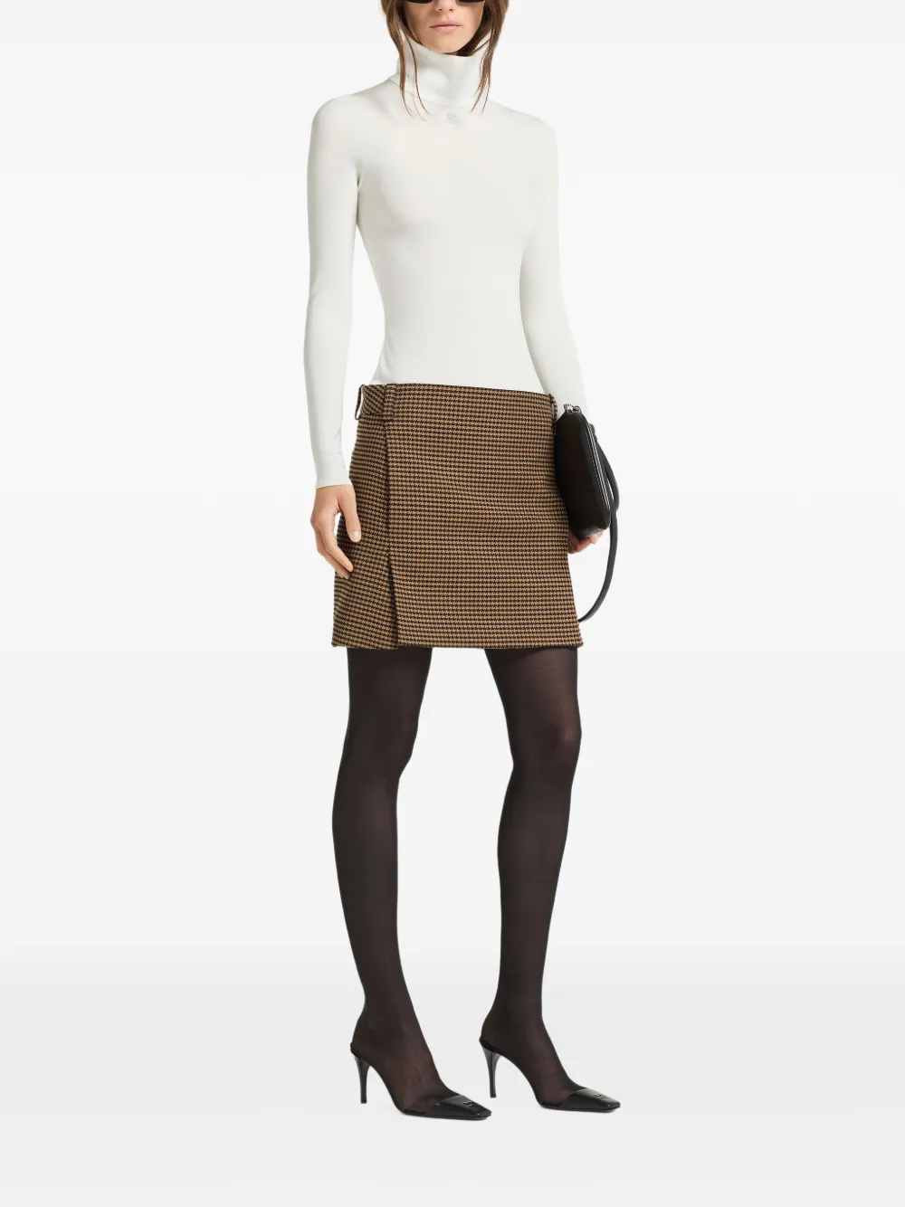 Courrèges Mini-rok met pied-de-poule print Bruin