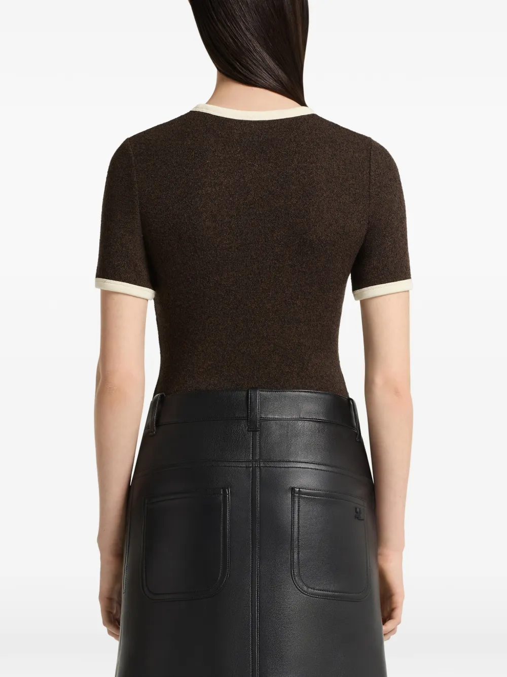 Courrèges Heather T-shirt met contrasterende afwerking Bruin