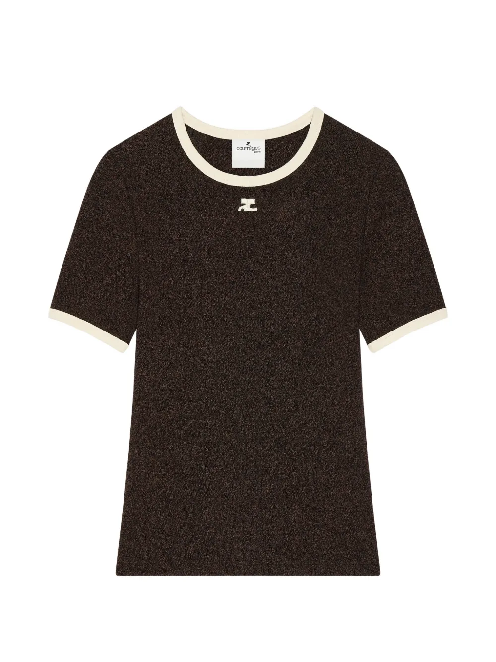 Courrèges heather contrast-trim T-shirt - Marrone