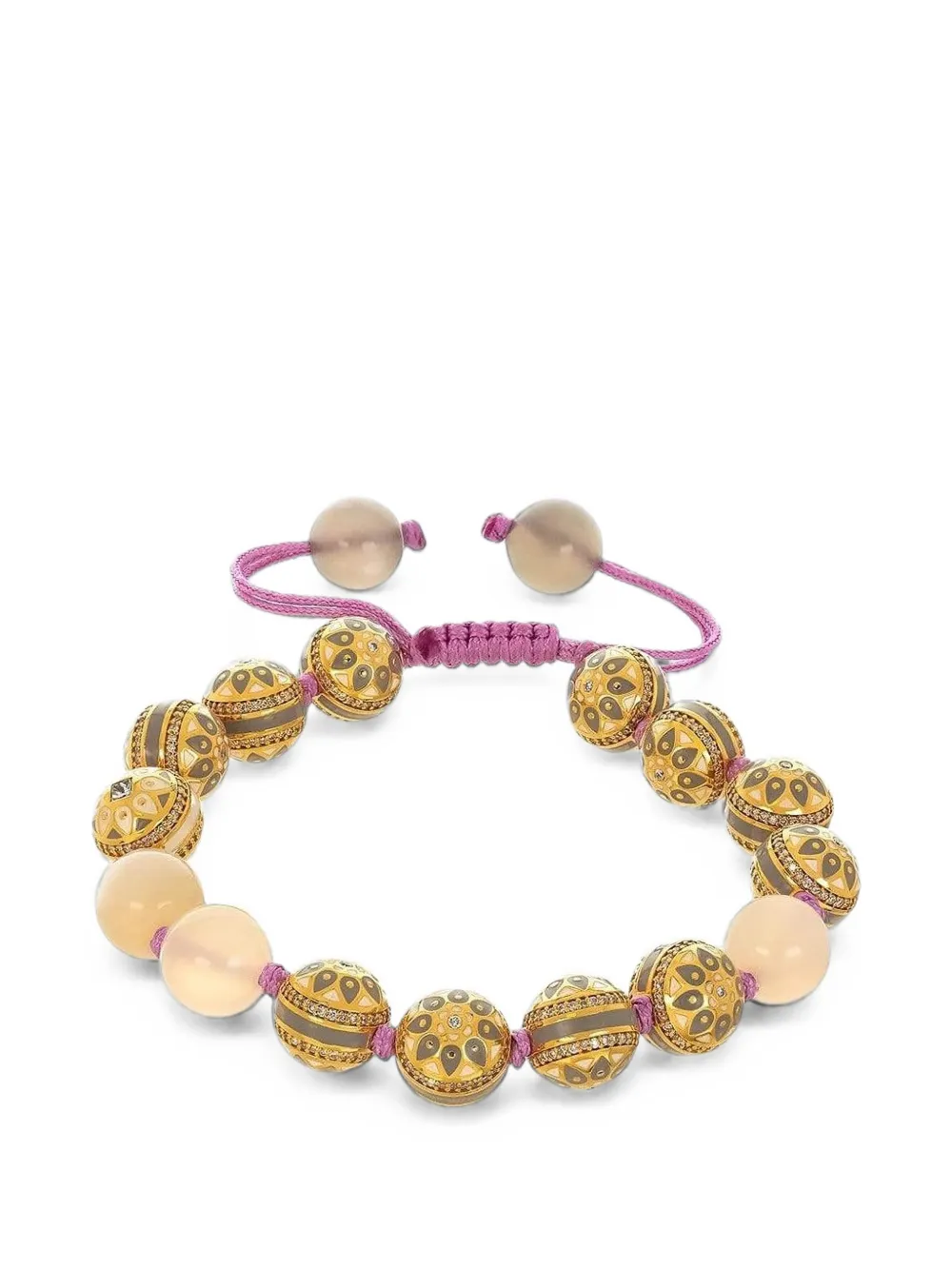 BUDDHA MAMA diamond and moonstone flower bead bracelet - Gold