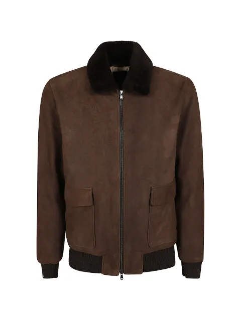 Barba shearling-collar bomber jacket