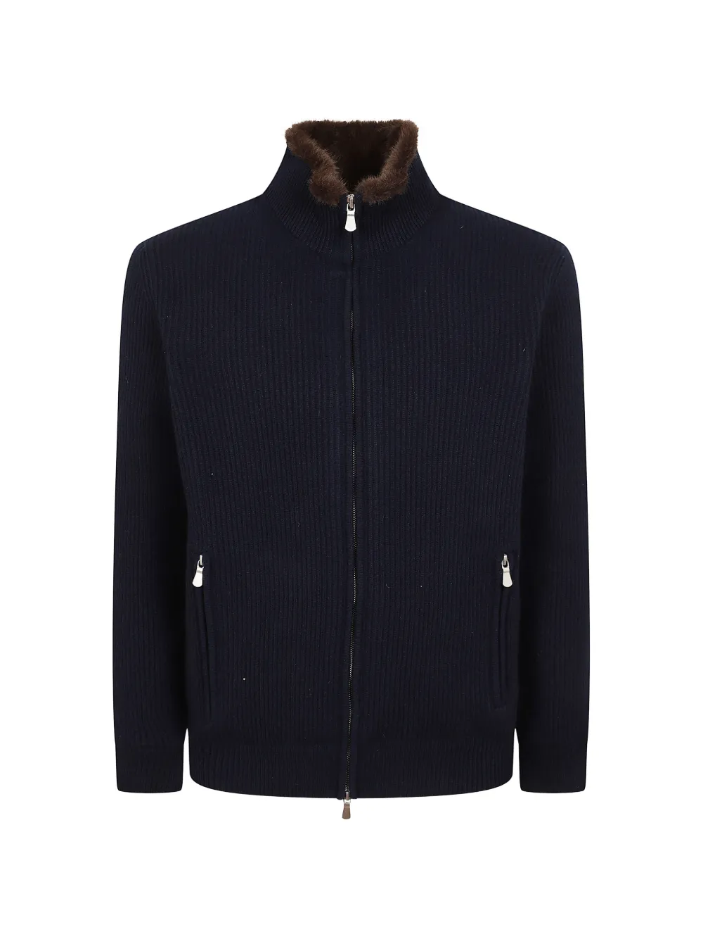 Barba ribbed-knit zip-up sweater - Blau