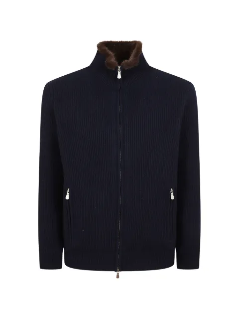 Barba ribbed-knit zip-up sweater