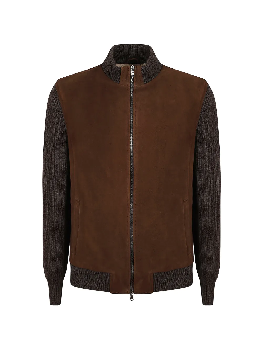 Barba panelled leather jacket - Marrone