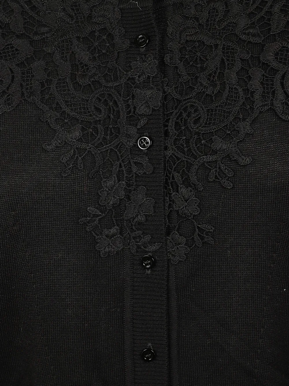 Ermanno Scervino lace-appliqué button-up cardigan Zwart