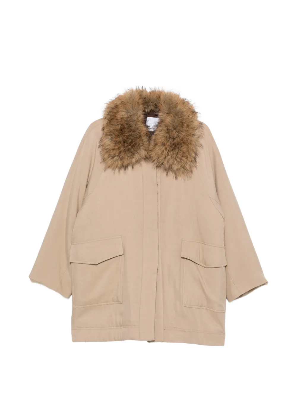 Cenere GB faux-fur trim coat · 42