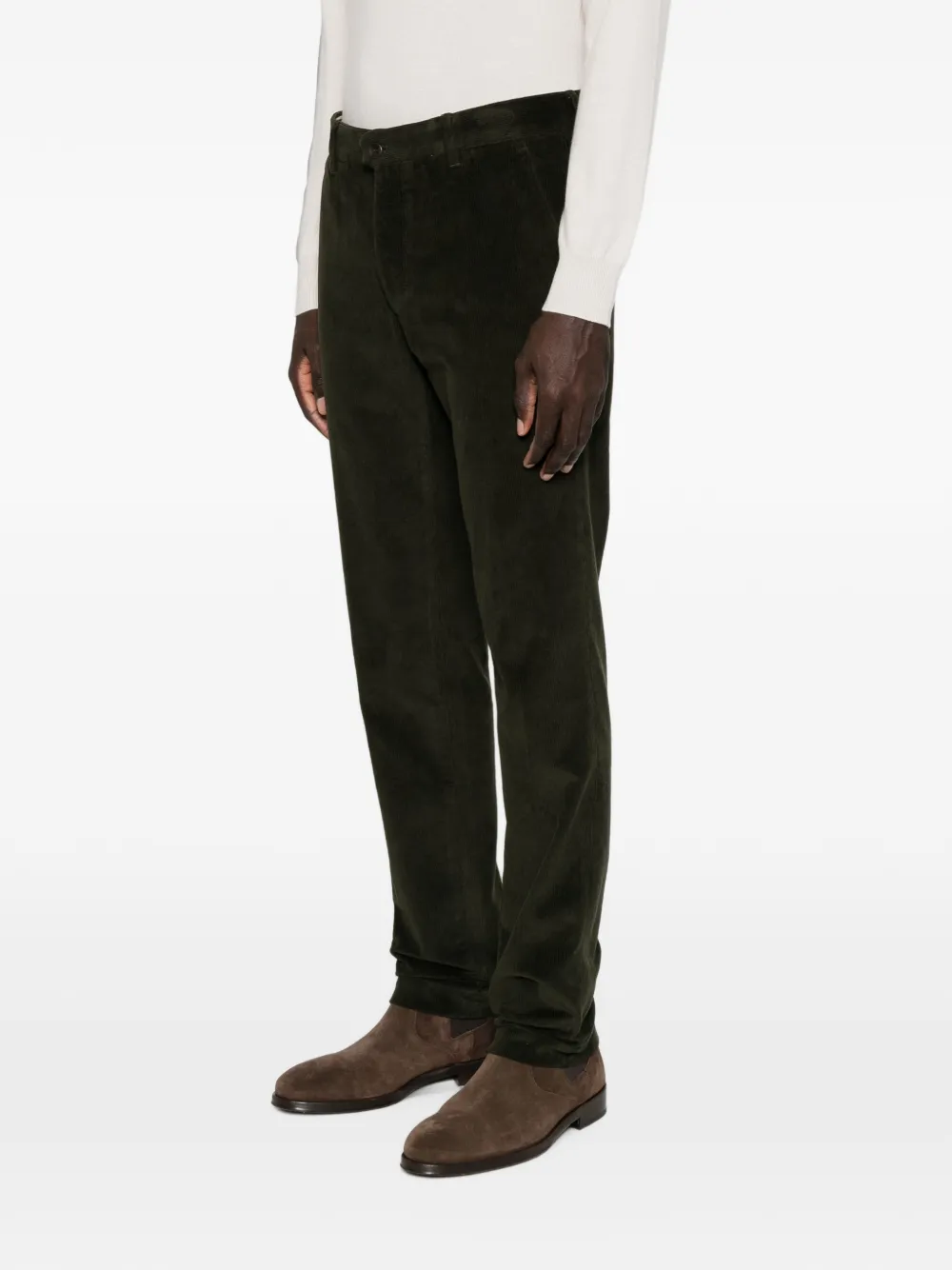 Incotex Ribfluwelen broek Groen