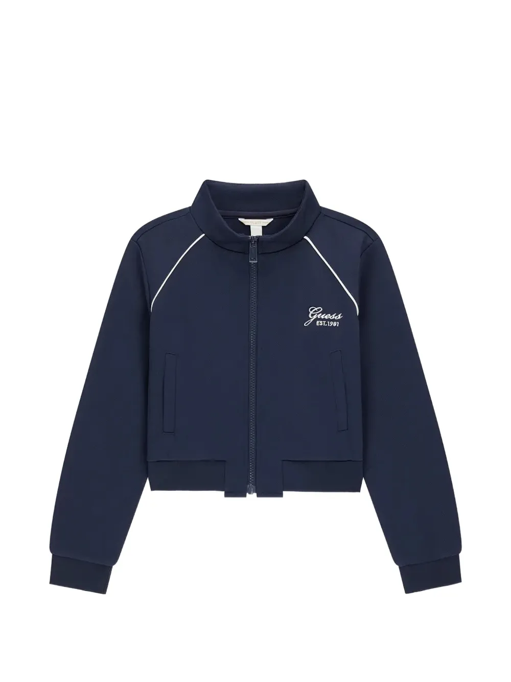 guess kids logo-embroidered zip-up sweater - Blu