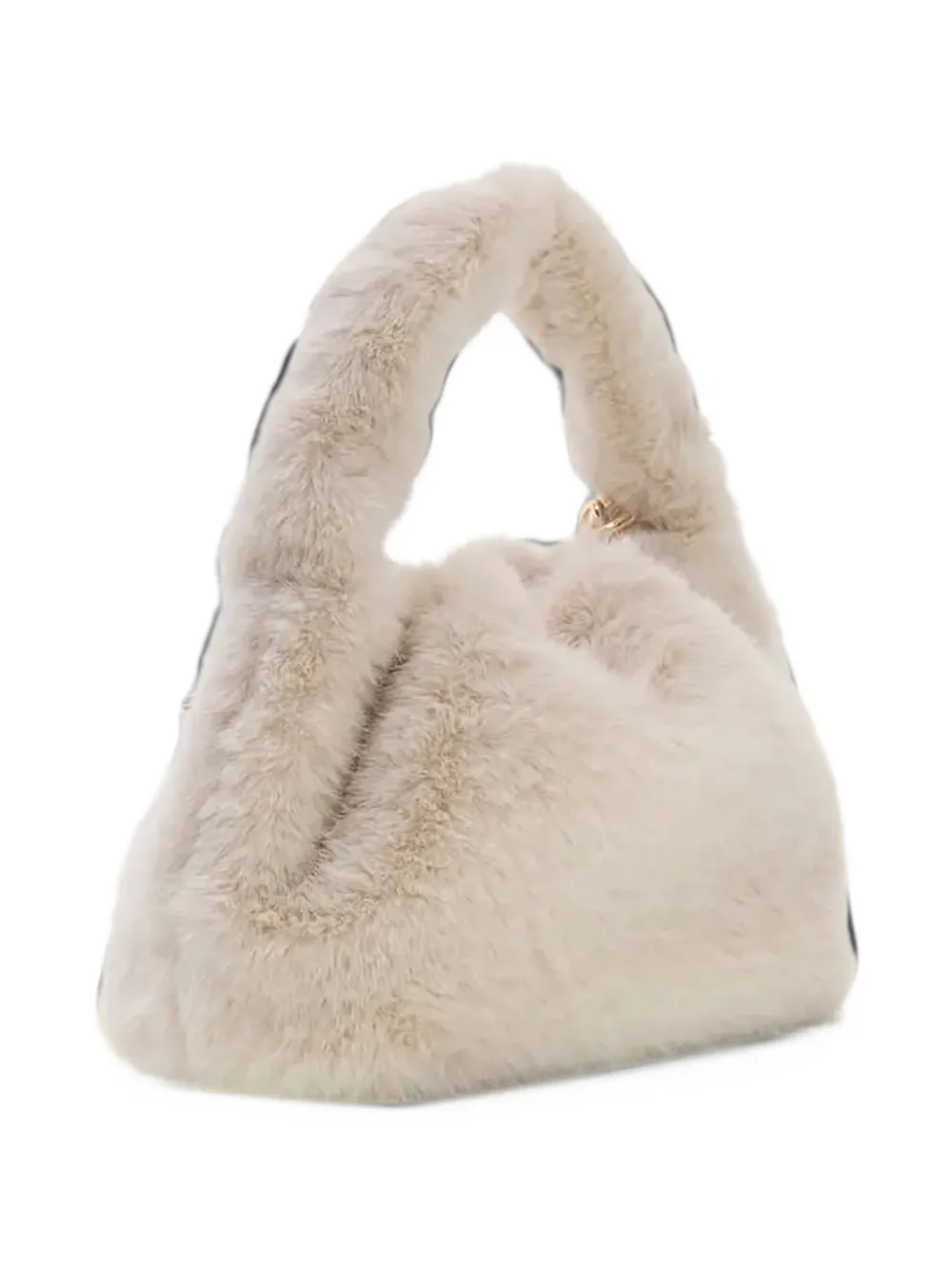 guess kids faux-fur logo-charm tote bag Beige