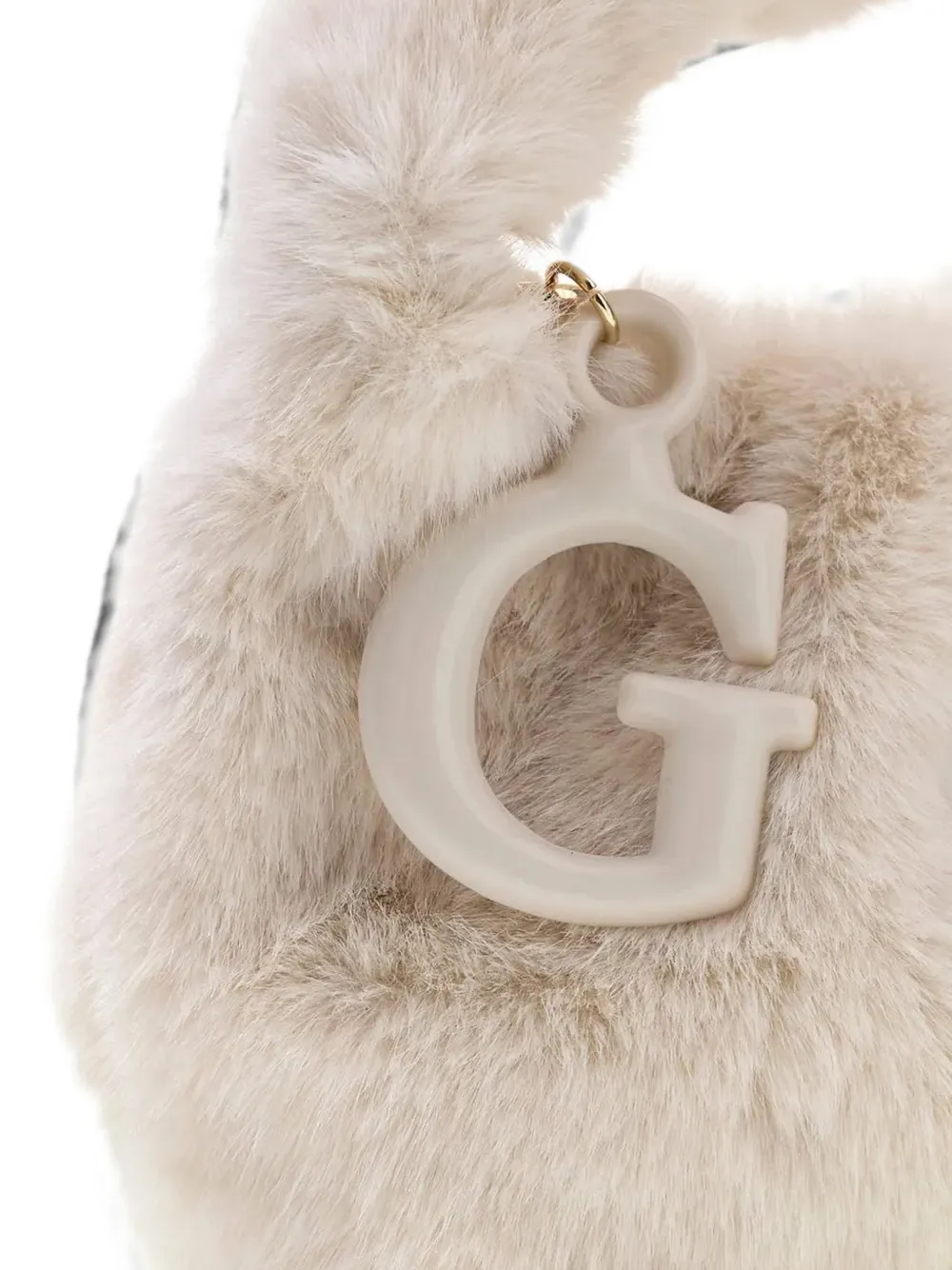 guess kids faux-fur logo-charm tote bag Beige