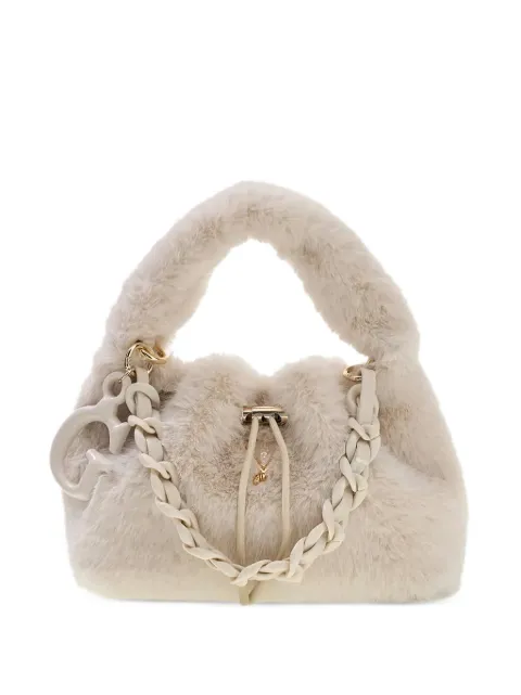 guess kids faux-fur logo-charm tote bag