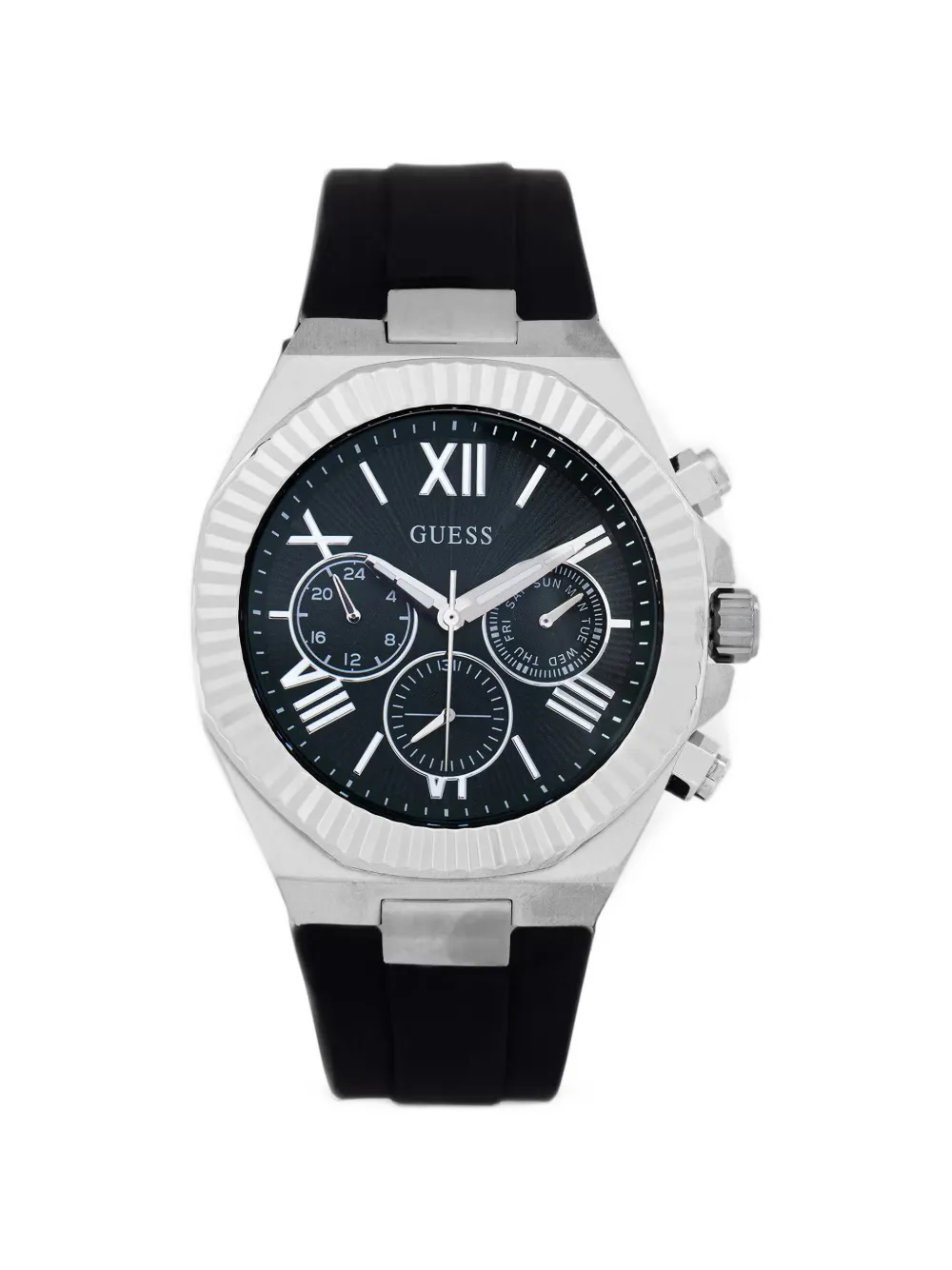 GUESS USA fluted bezel 44mm watch - Nero