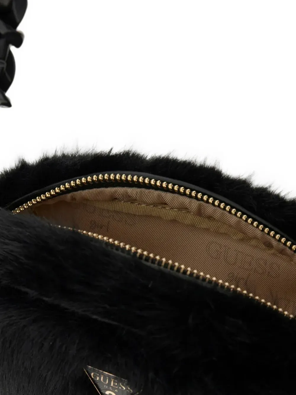 guess kids faux-fur logo-plaque shoulder bag Zwart