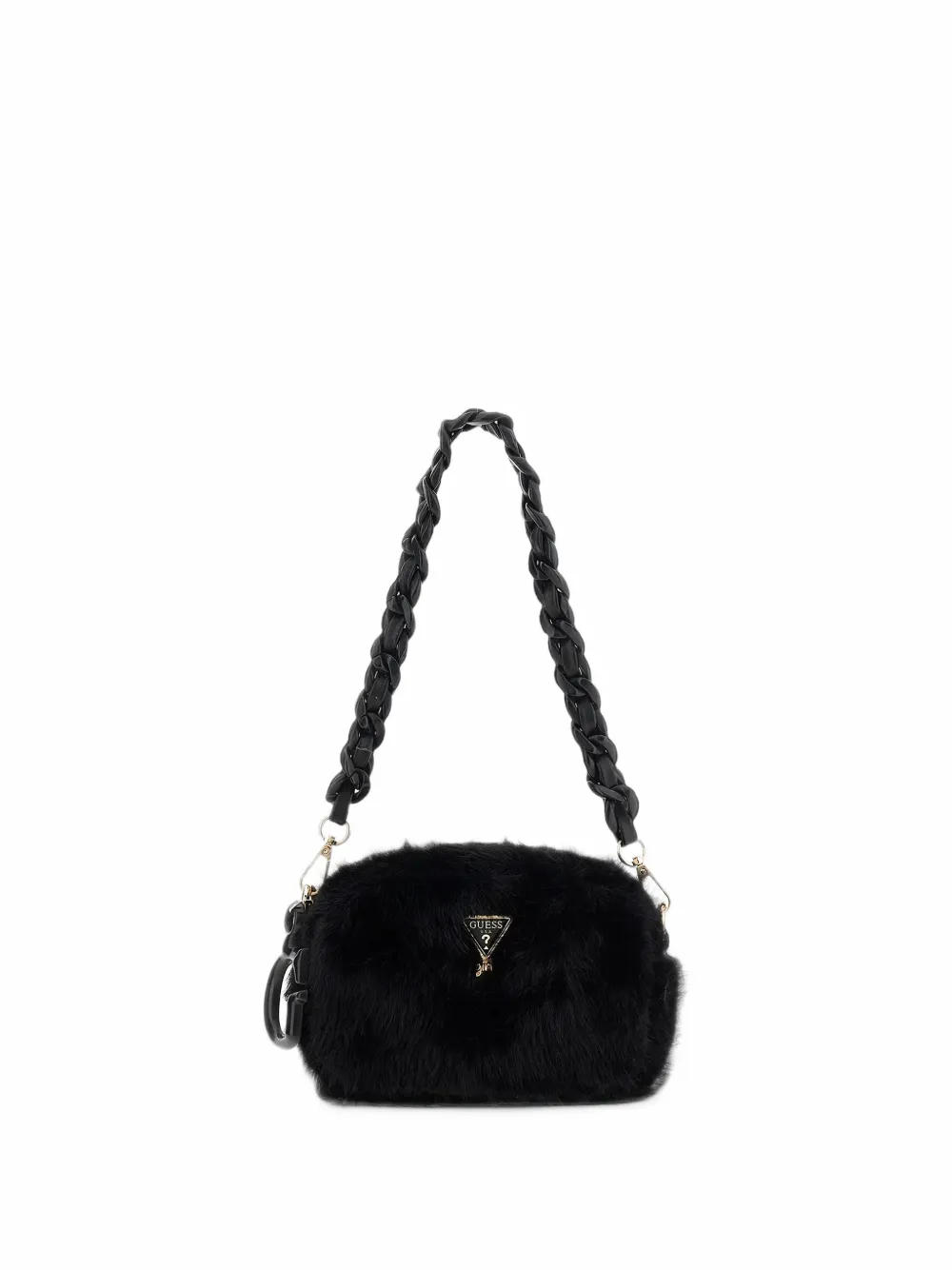 Guess kids faux-fur logo-plaque shoulder bag Zwart