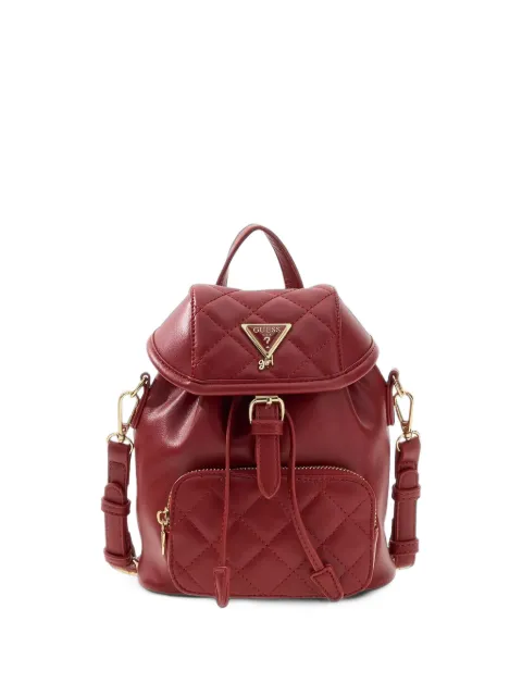 guess kids quilted-finish logo-plaque backpack