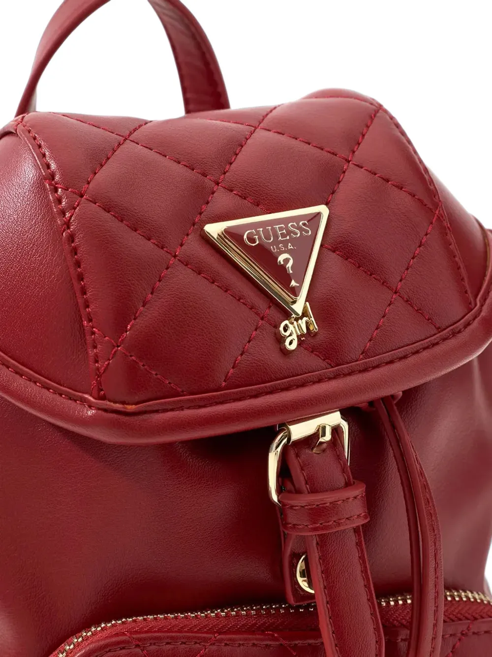 guess kids quilted-finish logo-plaque backpack Rood