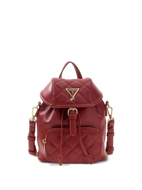 guess kids quilted-finish logo-plaque backpack
