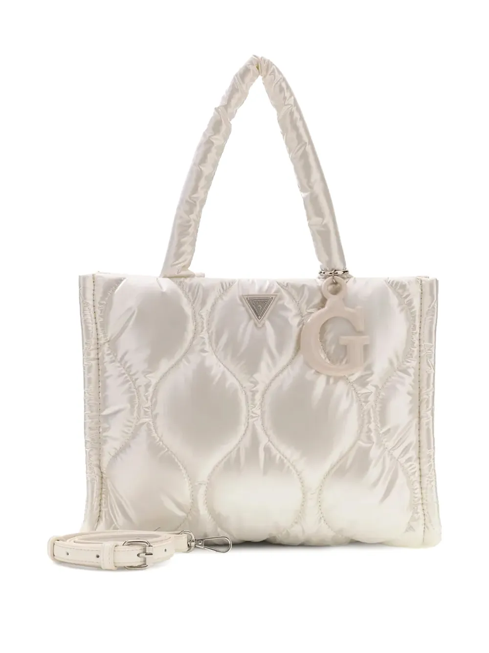 guess kids quilted logo-plaque tote bag Wit
